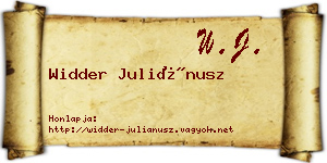 Widder Juliánusz névjegykártya